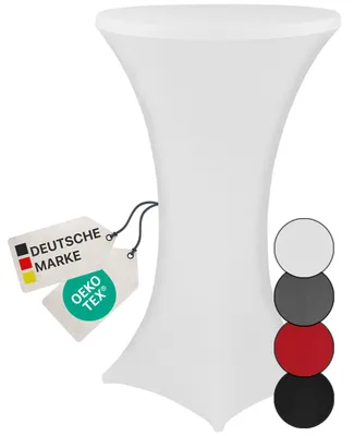 Produktbild von NYVI Stehtischhusse NYVIGala Weiß Ø 80-85 cm - Elastische Premium Stretchhussen für gängige Bistrotische & Stehtische - Dehnbarer Tischüberzug