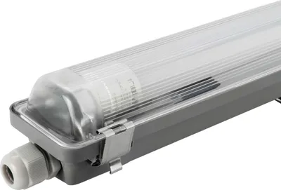 A close-up, angled view of a single LED light fixture.