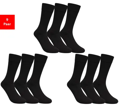 Produktbild von Gesundheitssocken Socken ohne Gummibund & Naht – Komfort Baumwolle Damen Herren - Schwarz 35-38 9 Paar