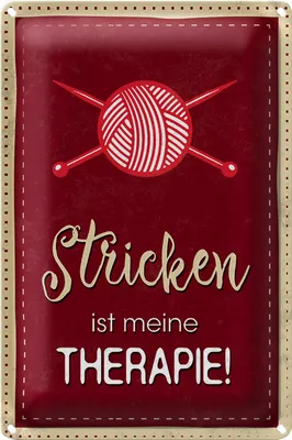 Produktbild von Blechschild Spruch 20x30cm Stricken ist meine Therapie