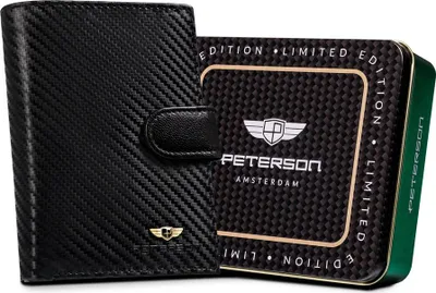 Obrázek produktu pro Peterson Pánská peněženka z přírodní kůže RFID černá 13x10 cm