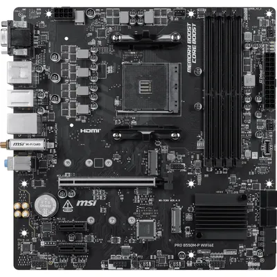 Produktbild von MSI PRO B550M-P WIFI6E - Motherboard - micro ATX - Socket AM4 - AMD B550 Chipsatz - USB 3.2 Gen 1, USB-C 3.2 Gen 1 - Gigabit LAN, Wi-Fi 6E, Bluetooth - Onboard-Grafik (CPU erforderlich)