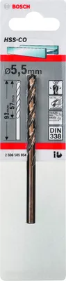 Zdjęcie produktu dla Akcesoria Bosch, wiertło metalowe Bosch Professional, stal HSS-kobalt (średnica 5,5 mm)