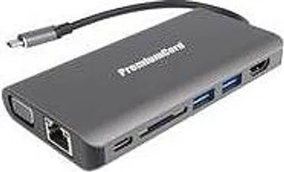 Image de PREMIUMCORD Převodník USB3.1 type C avec HDMI+VGA+RJ45+2xUSB3.0+carte SD +3,5mm+chargement DP