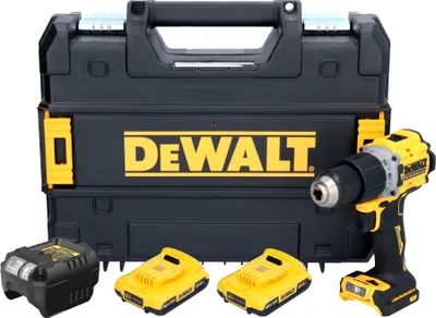 Obrázok produktu pre Akumulátorová príklepová vŕtačka DeWalt DCD 805 D2T 18 V 90 Nm bez kefiek + 2x akumulátor 2,0 Ah + nabíjačka + TSTAK