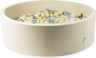 Produktbild von Trockenpool 110x30 beige mit 400 Bällen: transparent, opaleszierend, hellgold, silber, beige
