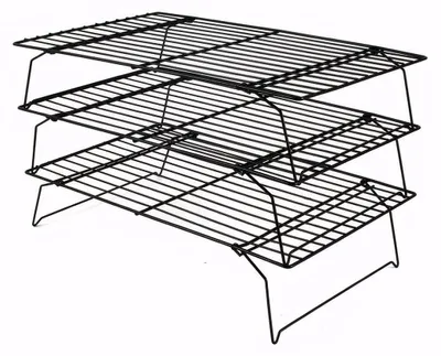 Kühlgitter 3er-Set, 40×25×6,6 cm, Edelstahl, schwarz, faltbar