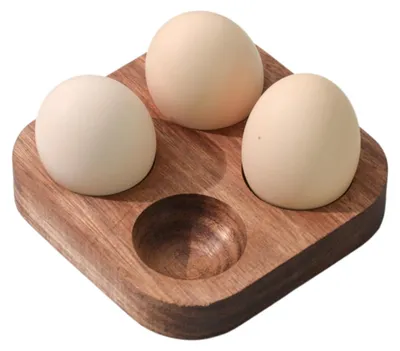 Eierablage aus Massivholz, 4 Eier, 11x11x2 cm, platzsparend