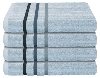 Produktbild von uncover by SCHIESSER Handtuch Ohio | 4er-Set | Streifen-Design | 100% Baumwolle | Weich, saugstark und pflegeleicht | 50x100 cm | Hellblau