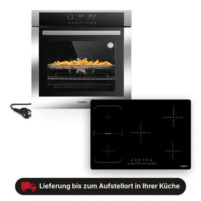 Produktbild von KB ELEMENTS Sparset, Einbauherd Set, Herdset, Induktionskochfeld 5 Kochzonen 77cm, Einbaubackofen 60cm, 15 x Funktionen, Air Fry Funktion, DV3/105
