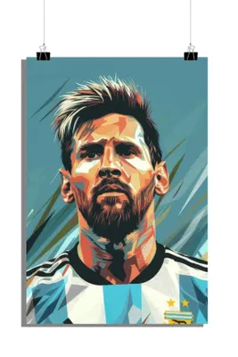 Produktbild von Lionel Messi Poster - Fußball Poster - Argentinien Poster - Porträt Poster - Pop Art Poster - 51x71cm - Perfekt zum Einrahmen