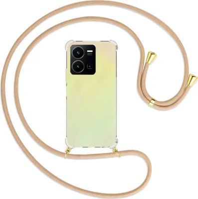 Produktbild von Handykette Backcover-Schutzhülle mit Band (Metall goldfarben) für vivo Y35 4G (6.58''), vivo Y22s - beige