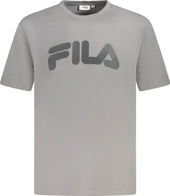 Produktbild von Graues Herren Kurzarm-T-Shirt mit schwarzem Druck & Rundhalsausschnitt