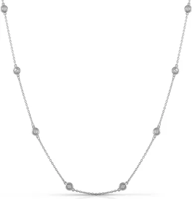 Produktbild von Zeeme Silber Halskette Silber 925 rhodiniert 45+5cm lang mit weißen Zirkonia-Steinen