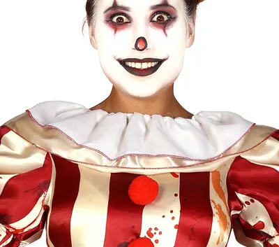 A person wearing a clown costume.