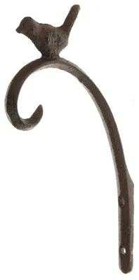 Wandhaak aus Metall, braun mit Vogelfigur, 21 x 1,5 x 13 cm
