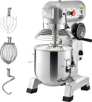 Zdjęcie produktu dla Maszyna do wyrabiania ciasta robot kuchenny 15L - 3 prędkości trzepaczki, hak do ciasta, lina stalowa - maszyna do wyrabiania ciasta 500W - misa ze stali nierdzewnej - funkcja timera - srebrny