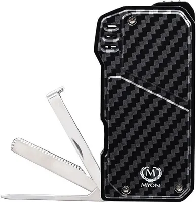 Produktbild von Myon Feuerzeug mit Softlamme und Pfeifenbesteck, Carbon Design