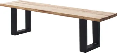Produktbild von Sitzbank 160x40 cm mit Baumkante, U-Gestell, Eiche massiv geölt, PARACATU-06