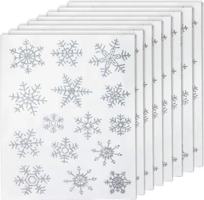 Produktbild von 120 Stück weihnachtliche Schneeflocken-Fensteraufkleber, glitzernde silberne Schneeflocken-Fensteraufkleber, weihnachtliche Schneeflocken-Fensteraufkleber, Winterdekoration für Weihnachten, Silvesterparty