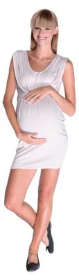 Produktbild von Damen MAMA Kleid Umstandsmode V-Ausschnitt ohne Ärmel; Beige XL/XXL 42/44
