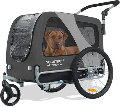 Produktbild von DOGGYHUT® Premium Large 2 in 1 Hunde fahrradanhänger & Hundebuggy Jogger Hundeanhänger groß ca. 270 Liter Volumen für mittelgroße und große Hunde bis 35 kg