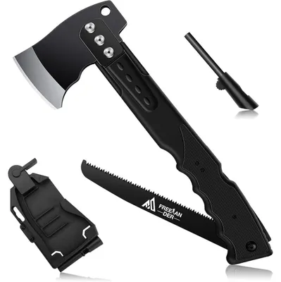 Immagine prodotto di Axt 5-in-1 con sega, accetta da campeggio con fodero, 34 cm, nera