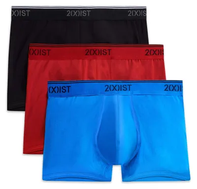 Produktbild von 2(x)ist)IST Men's Baumwolle Stretch No Show Trunk 3-Pack, Scotts Red/Black/Skydiver