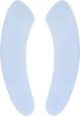 Two light blue toilet seat covers arranged in a U-shape against a white background.