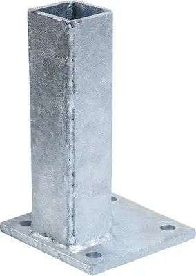 Produktbild von Fußplatte für Pfosten - wandseitig, verzinkt - Maße: 80 x 80 mm