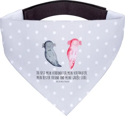 Produktbild von Mr. & Mrs. Panda Halstuch Hund Axolotl Freundin - Grau Pastell - Geschenk, Tuch, Valentinstag, Hundehalstuch, Hunde, Verlobter, Hundetuch, Liebe