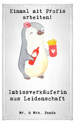 Produktbild von Mr. & Mrs. Panda Handtuch Imbissverkäuferin Leidenschaft - Weiß - Geschenk, Witzig, gäste wc, Spruch, Kleines, Lustig, Mini-Handtuch, Imbissbesitzerin, Klein, Gästetuch