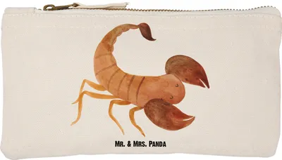 Produktbild von Mr. & Mrs. Panda pencil case Sternzeichen Skorpion Größe S Klein - Weiß - Geschenk, Schlampermäppchen, Skorpione, kosmetiktäschchen, Geburtstag November, Kulturtasche