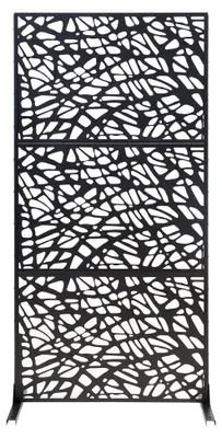 Produktbild von Paravent Poskind Indoor Trennwand Raumteiler für Wohnzimmer und Büro Metall 200 x 100 x 50 cm freistehender Raumtrenner Schwarz
