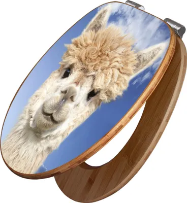 Produktbild von banjado Design WC Sitz Bambus Absenkautomatik -Lama - Toilettendeckel mit Absenkautomatik Holz/hochwertiger Bambus Klodeckel/WC-Sitz für alle gängigen Toiletten [TDB2 10017]