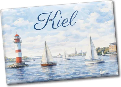 Produktbild von Leuchtturm Kiel Souvenir Souvenir Magnet mit Segelbooten