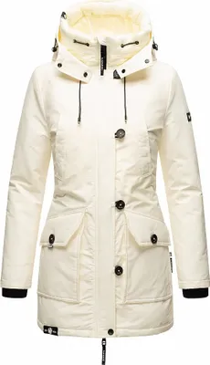 Produktbild von Navahoo Damen Winterjacke Langer Parka Warm Stepp Mantel mit Kapuze Freezestroorm Off White Gr: 40 - L