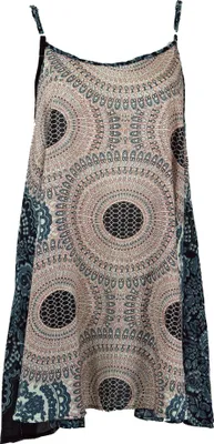 Produktbild von Boho Mandala Minikleid, Trägerkleid, Strandkleid - Beige/blau, Damen, Viskose, Kleider