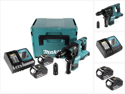 Produktbild von Makita DHR 281 RMJ Brushless Akku Bohrhammer 28 mm im Makpac mit 2x 18 V- 4 Ah/4000 mAh Akku und Ladegerät