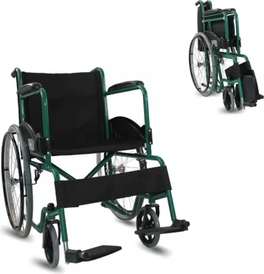 Obrázok produktu pre Invalidný vozík skladací Skladací invalidný vozík s vlastným pohonom Mobiclinic Alcazaba Sedadlo 46 cm Systém nábehu na obrubník Pneumatiky proti nárazom Brzdy na kolesách Zelená farba