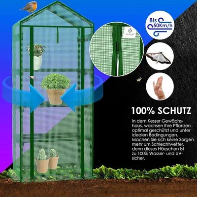 Produktbild von Famanu Foliengewächshaus mit 4 Regalen - Kaltgewächshaus für Balkon und Garten 69 x 50 x 158 cm