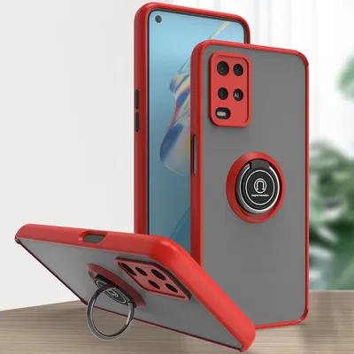 Image de Étui pour OPPO A54 4G étui en TPU translucide mat avec porte-anneau et support Rouge