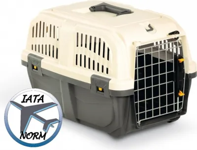 Obrázok produktu pre Nobby Skudo 4 Iata, Pevná zvieracie prepravka, Cestovná prepravka pre domáce zvieratá, Pes, Vkladanie spredu a zhora, Šedá, Jednofarebné