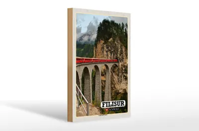 Produktbild von Holzschild Reise Filisur Schweiz Landwasserviadukt 20x30cm