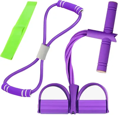 Obrázok produktu pre Fitness odporový pás 3 ks, 6 trubíc, s pedálmi, pre tréning brucha