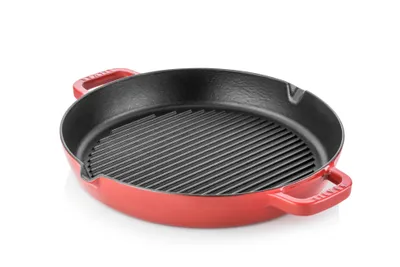 Obrázok produktu pre Strieborná grilovacia panvica - 30 cm - 2,5 l - liatina - 4-vrstvový smaltovaný povrch