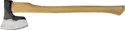 A single axe with a wooden handle is shown against a white background.