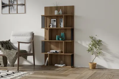 Produktbild von Skye Decor, Alex - Walnut, Bücherregal, Nussbaum, 100 % MELAMINBESCHICHTETE SPANPLATTEN, 80 x 21,8 x 160 cm