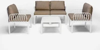 Produktbild von Set Gartenmöbel Sitzgruppe Sofa mit Tisch 2 Sessel Portofino Grand Soleil - Weiß