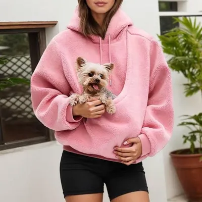 Productafbeelding van Oversized kattenhoodie, uni – Fleece sweatshirt met capuchon en zak, warm